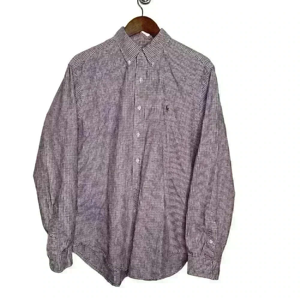 Ralph Lauren Classic Fit Red, White and Blue Check‎ button Down shirt Sz L
